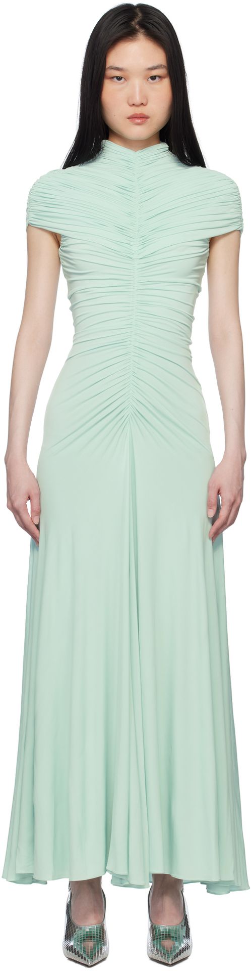 ALAÏA Blue Gathered Maxi Dress