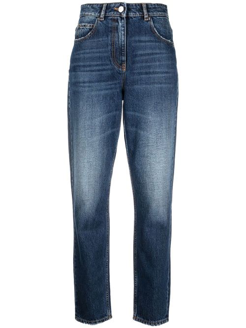 Light-wash fitted jeans - Blue
