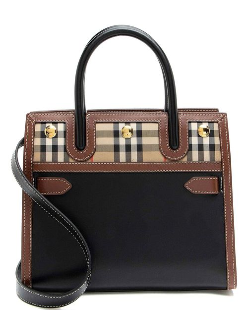 Black Calfskin Vintage Check Smooth Title Mini Tote (Authentic Pre-  Loved)