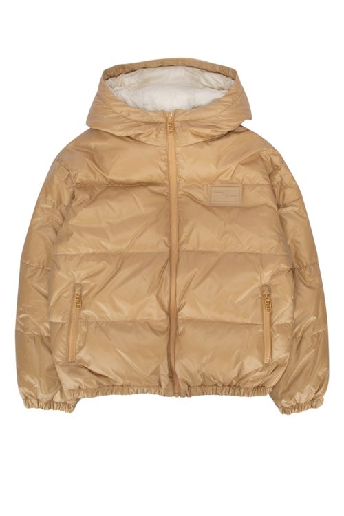 Quilted Polyester Down Jacket — Beige