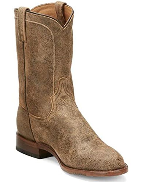 Tony Lama Men's Monterey Desert Roper Goat Leather Western Boot Round Toe Tan