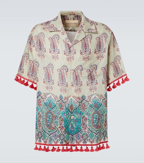 Paisley linen bowling shirt