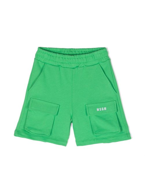 Embroidered-logo cargo shorts - Green
