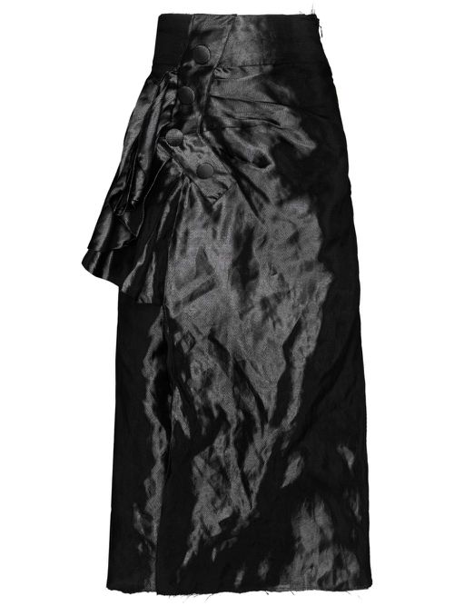 Draped Lurex midi skirt - Black