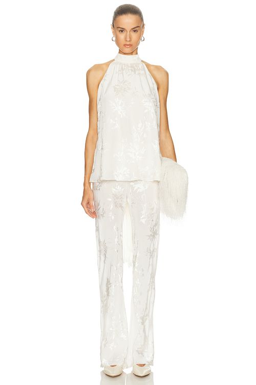 HEMANT AND NANDITA Tie Neck Top in Ivory - Ivory. L also in