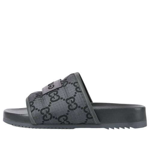 GG Slide Sandal 'GG Monogram Grey Black'