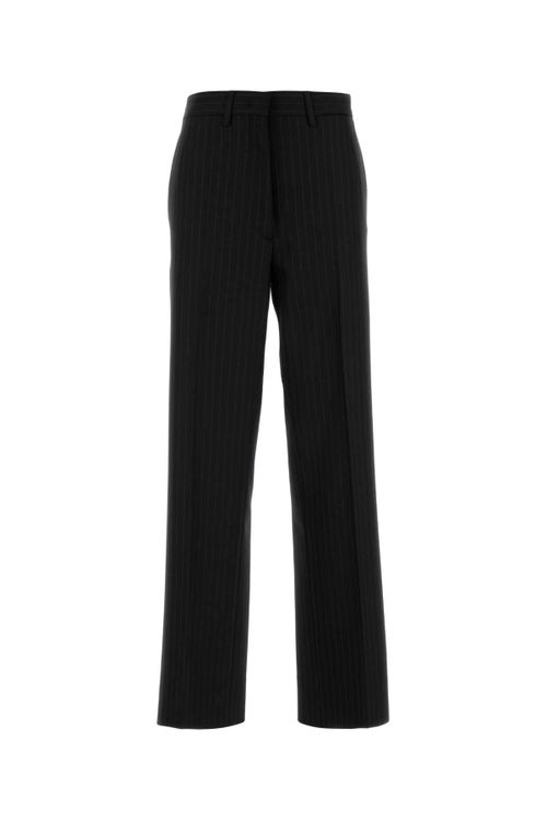Embroidered Stretch Wool Trousers — Black