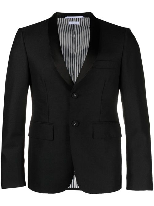 Shawl-collar single-breasted blazer - Black