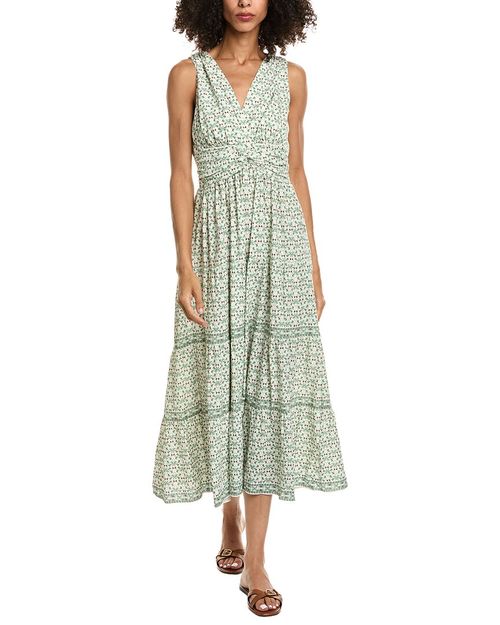 Knotted Waist Tiered Midi Dress