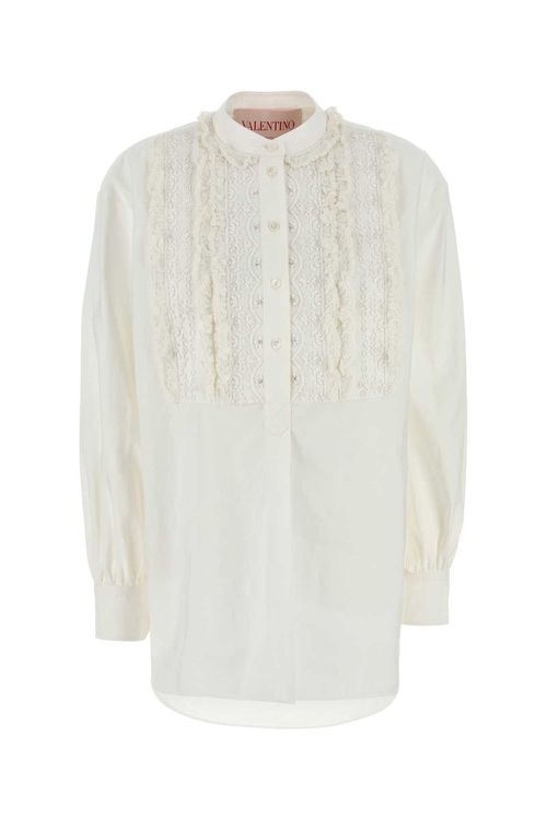 White Cotton Blend Blouse
