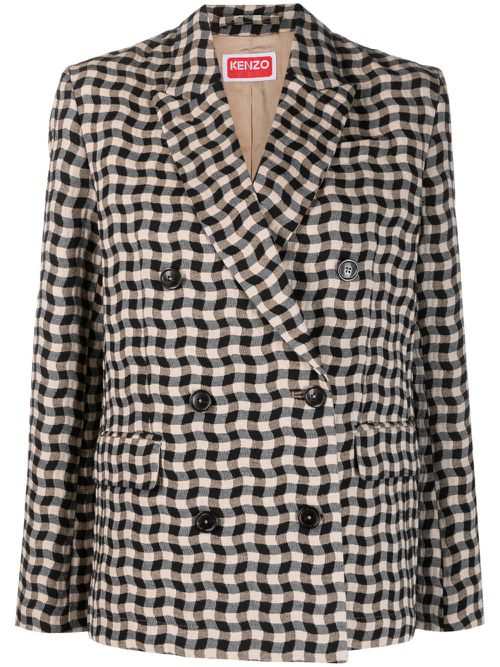 Wavy Check double-breasted blazer - Neutrals