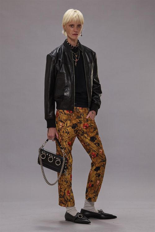 R13 Moto Boy Straight - Antique Floral Velveteen