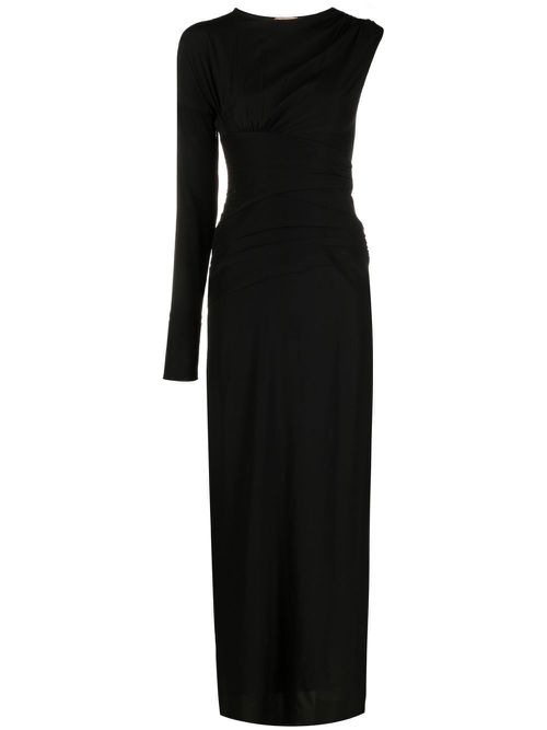Single-sleeve design gown - Black