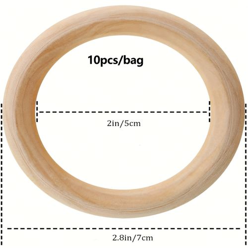 TEMU 10pcs Natural Wooden Rings - Unpainted Wooden Craft Rings For Diy Home Decor, Party Supplies, Birthday & Graduation Celebrations - Versatile