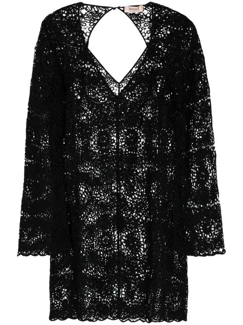 Open-knit shift minidress - Black