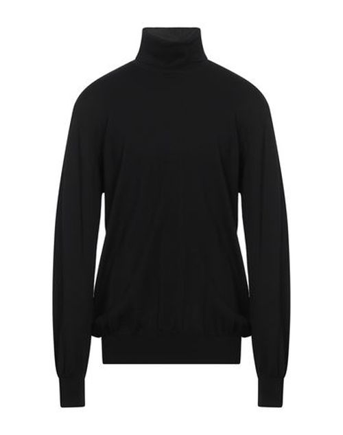 Alpha Studio Man Turtleneck Black Size 36 Merino Wool, Ovine leather