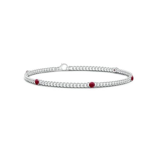 Angara 0.7 Carat Five Stone Ruby Station Bracelet in 14K White Gold