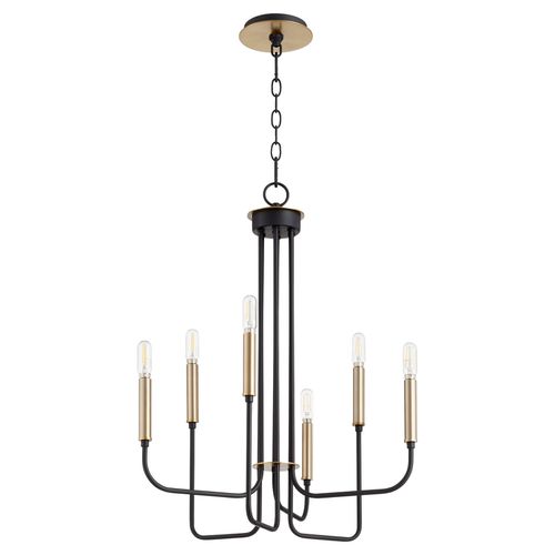 Hope 6-Light Chandelier in Textured Black w with Aged Bra