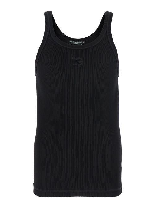 Logo-Embroidered Cotton Tank Top — Black