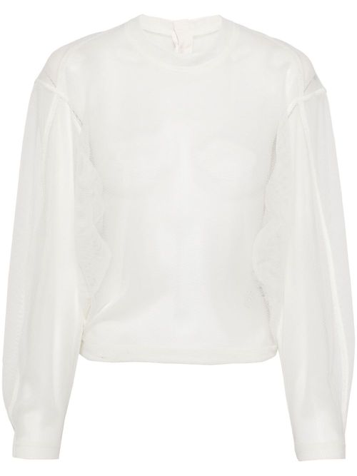Semi-sheer jersey top - White