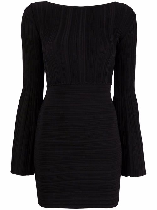 Crossover-back pleated mini dress - Black