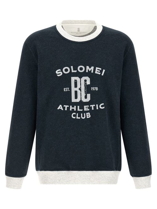 Logo-Print Cotton-Linen Sweatshirt — Navy