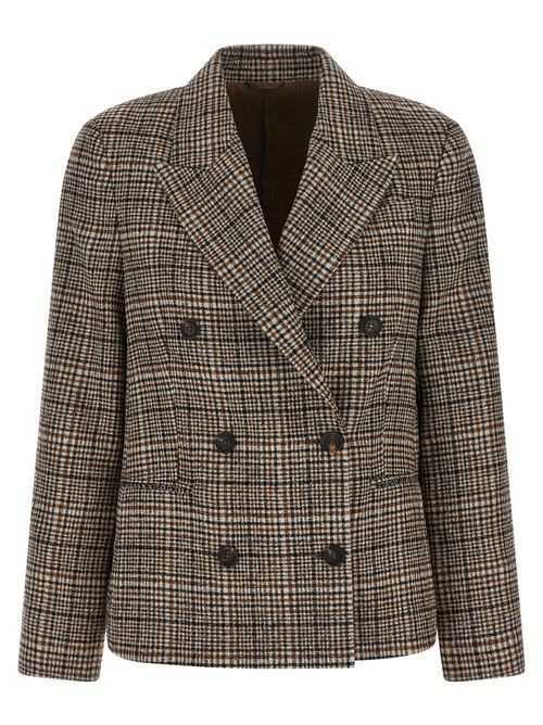Double-Breasted Cashmere Blend Blazer — Brown