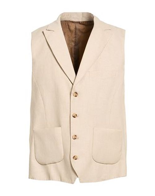 Man Tailored Vest Beige Size 44 Linen