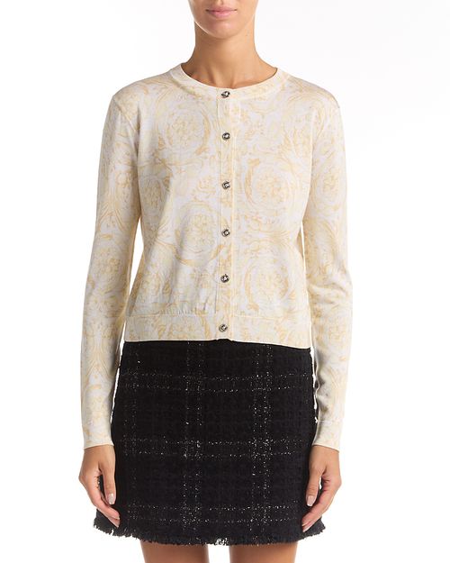 Barocco Printed Silk Cardigan Sweater