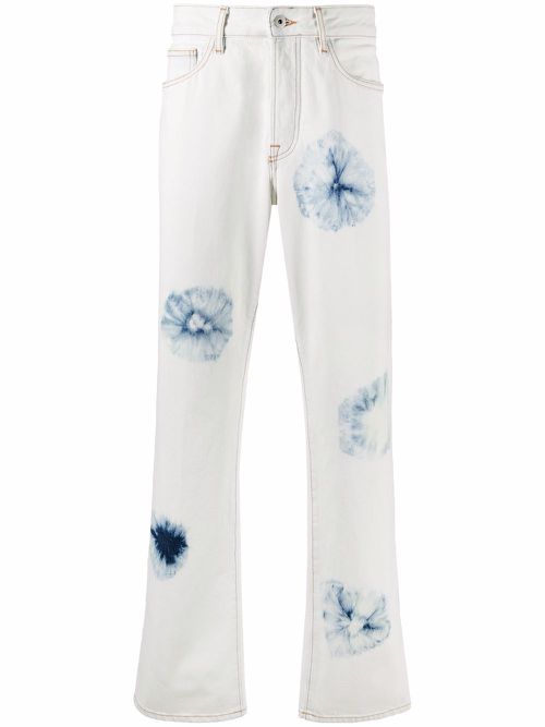 Tie-dye straight-leg jeans - White