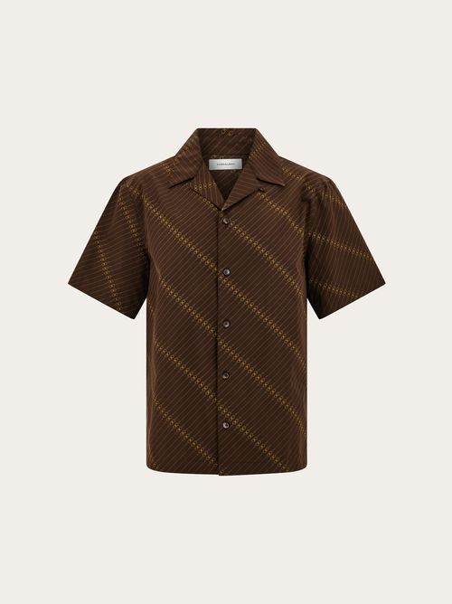 Men Short sleeve bowling shirt Brown