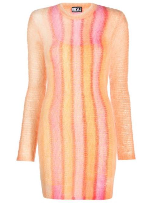 Striped-knit bodycon dress