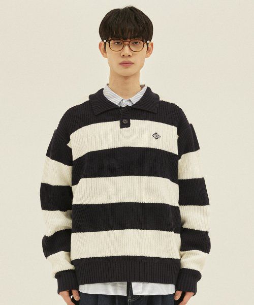 STRIPE COLLAR KNIT