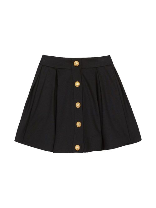 Button-detail pleated skirt - Black
