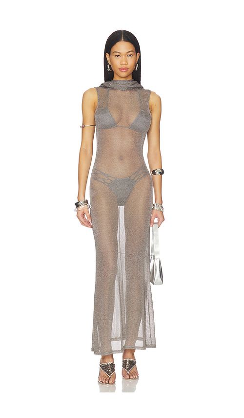 Superdown Kaomi Maxi Dress in Metallic Silver. XS. Also in XXS, S, M