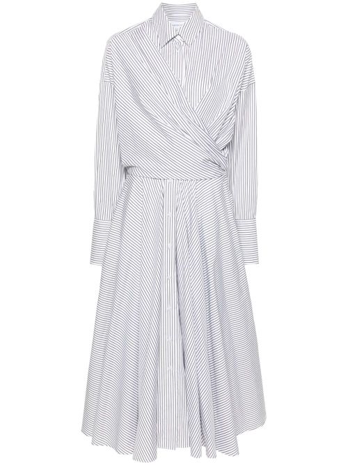 Striped shirt wrap maxi dress - White