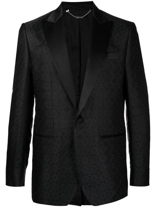 Single-breasted jacquard blazer - Black