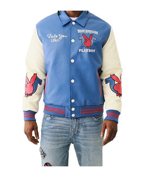 PLAYBOY X TRUE RELIGION BOMBER VARSITY JACKET