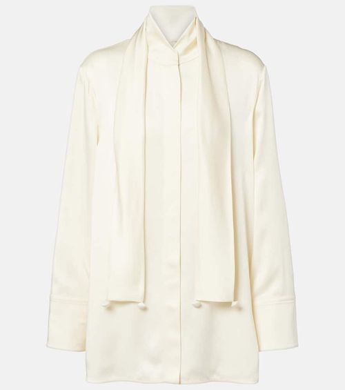 Scarf-detail satin shirt