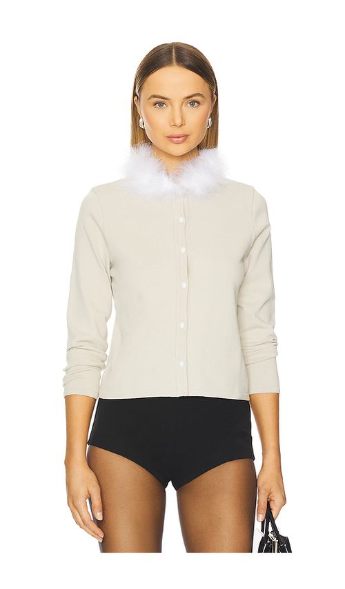 Sleeper Miss Kitty Cardigan With Detachable Feathers in Cream. - S also in XS