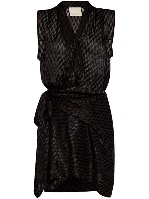 Devoré-effect draped minidress - Black