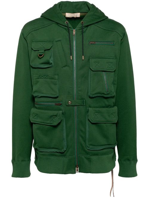 Multiple cargo pockets hoodie - Green