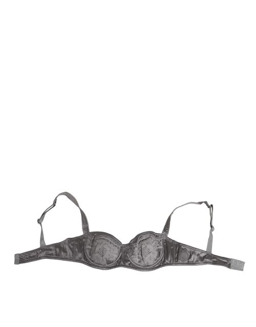 Gray Silk Underwired Balconette Bra Underwear Clothing