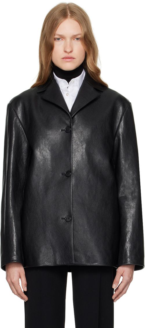 The Row Black Fabian Leather Jacket
