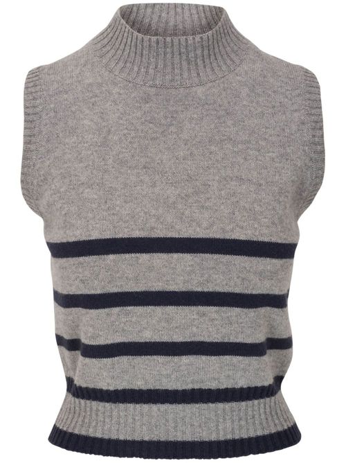 Striped sleeveless cashmere jumper - Grey