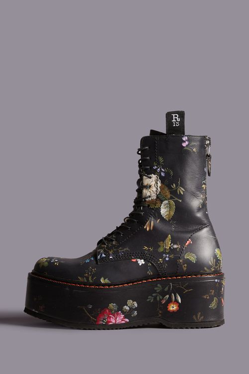 R13 Double Stack Boot - Black Flora