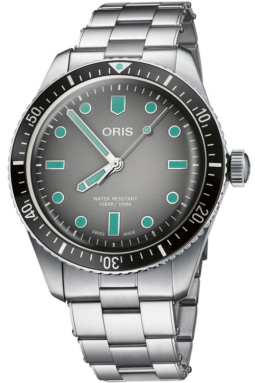 Divers Sixty-Five Grey Dial Stainless Steel Bracelet Watch, 40mm