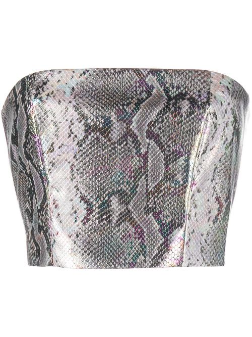 Metallic snakeskin bandeau top - Silver