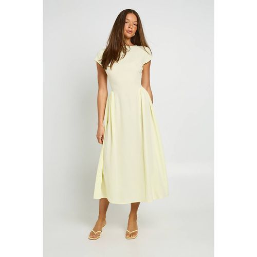 Boohoo Women's Textured Volume Skirt Midaxi Dress in Lemon