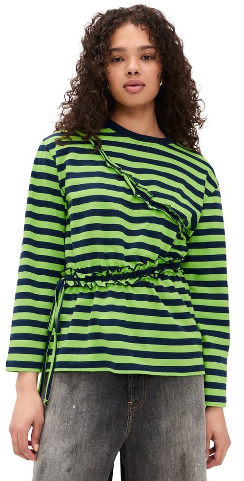 Prudie Ruffle Long Sleeve Tee Lime